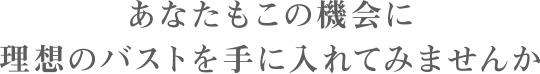 あなたもこの機会に理想のバストを手に入れてみませんか